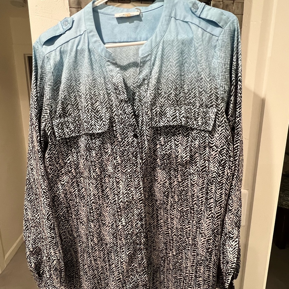 Blue and white, worn once